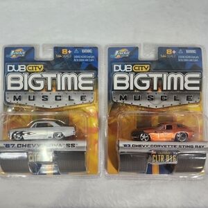 Ada Orange 63 Chevy Corvette and Silver 67 Chevy Toy Cars Set.